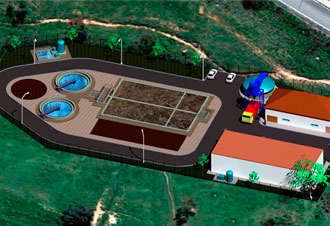 Vista aérea de complejo recreativo con piscinas y jardines
